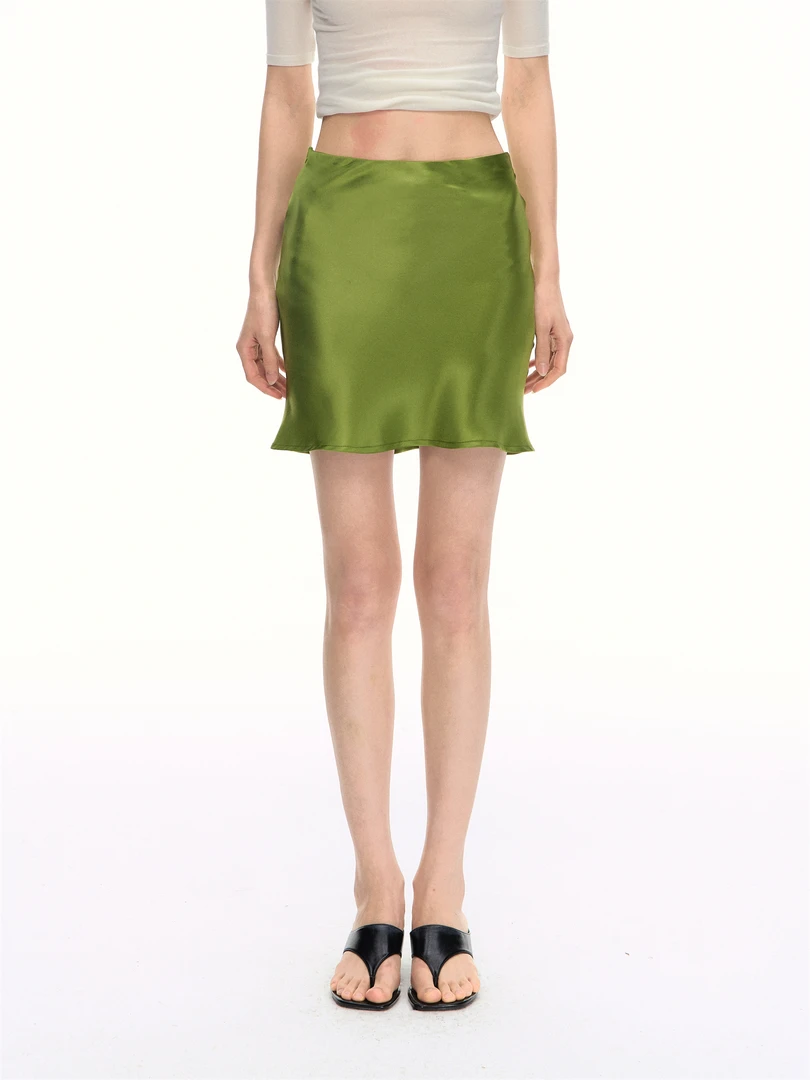 【CHUN ZI】半身裙女2025夏季新款摩登侧隐拉链斜裁短裙子