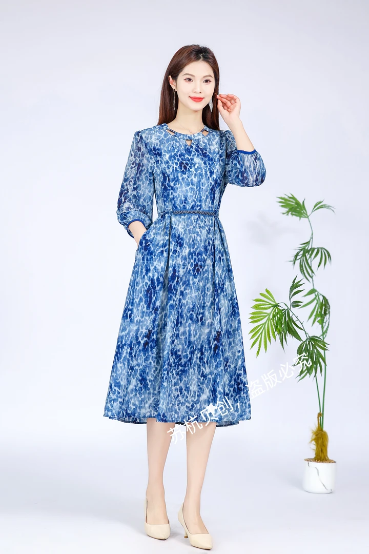 碧清65245连衣裙气质时尚时尚夏季中长款收腰显瘦修身