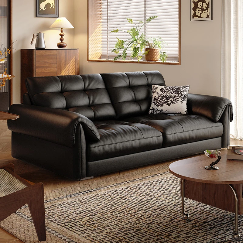 开新Kixoon中古风真皮沙发小户型客厅复古头层牛皮直排公寓沙发