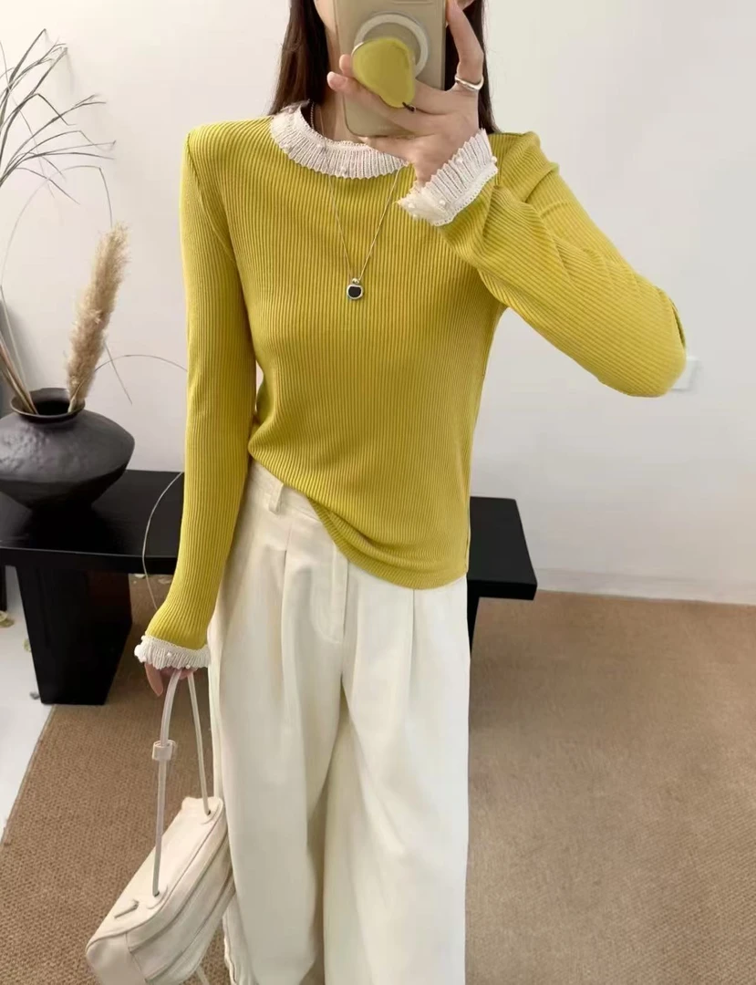 【24116】丰#设计感拼接修身上衣