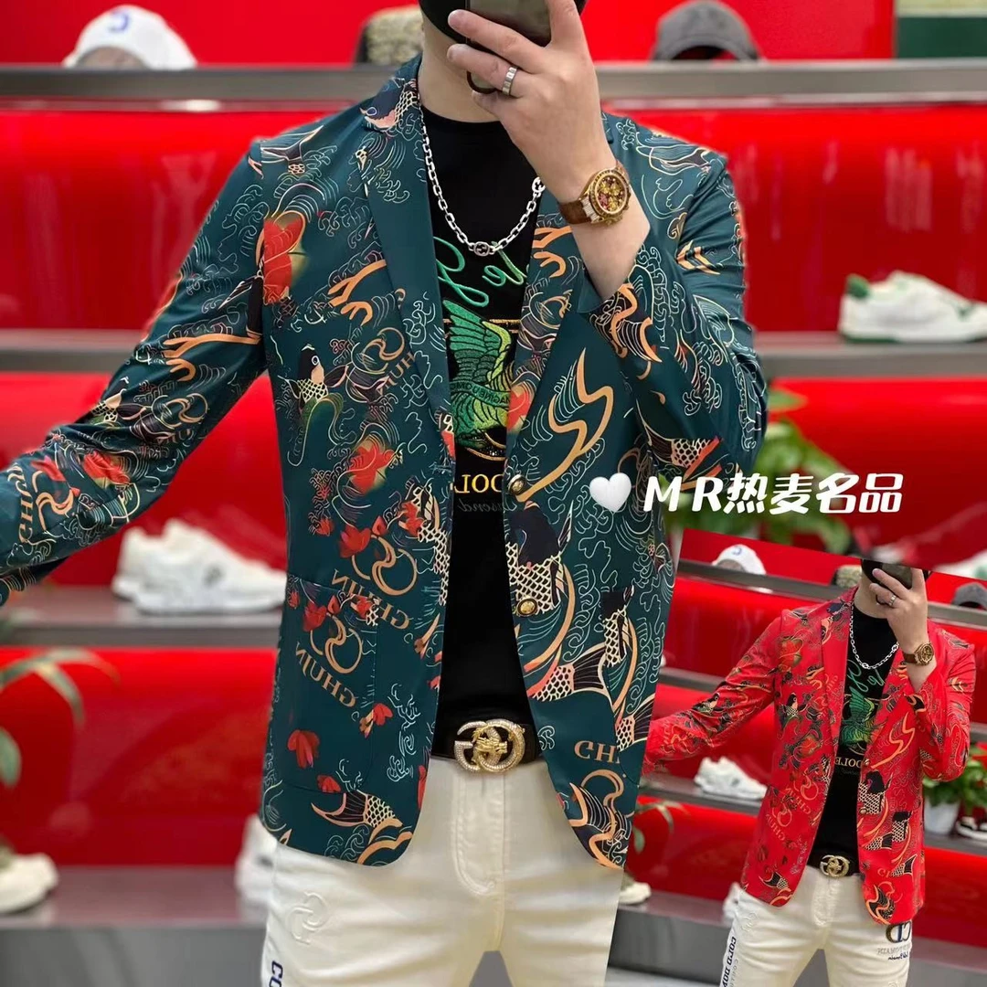 【格朗甄选】春夏西装弹力富贵锦鲤25款男士修身高端免熨烫休闲外套