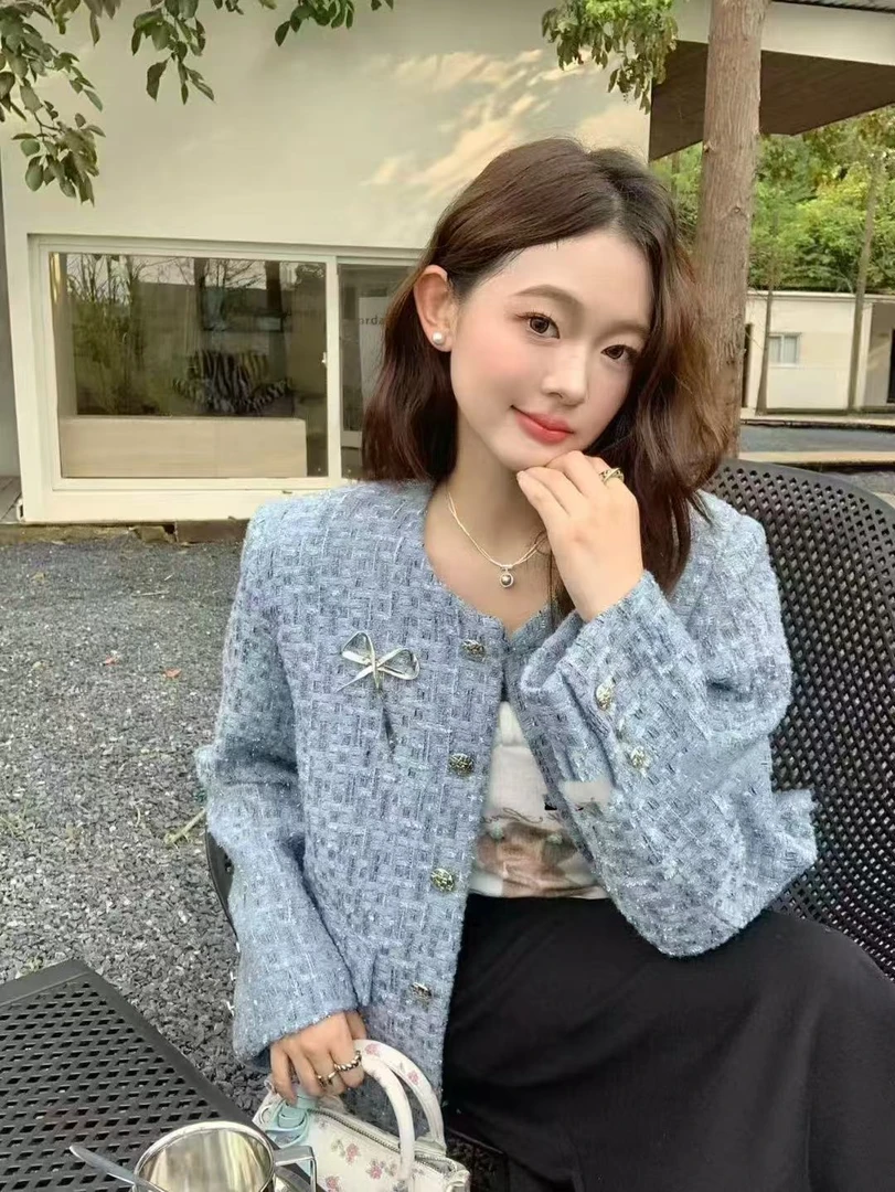 云朵家-秋季新款粉色复古韩版外套时尚短款百搭款轻奢秋冬上衣