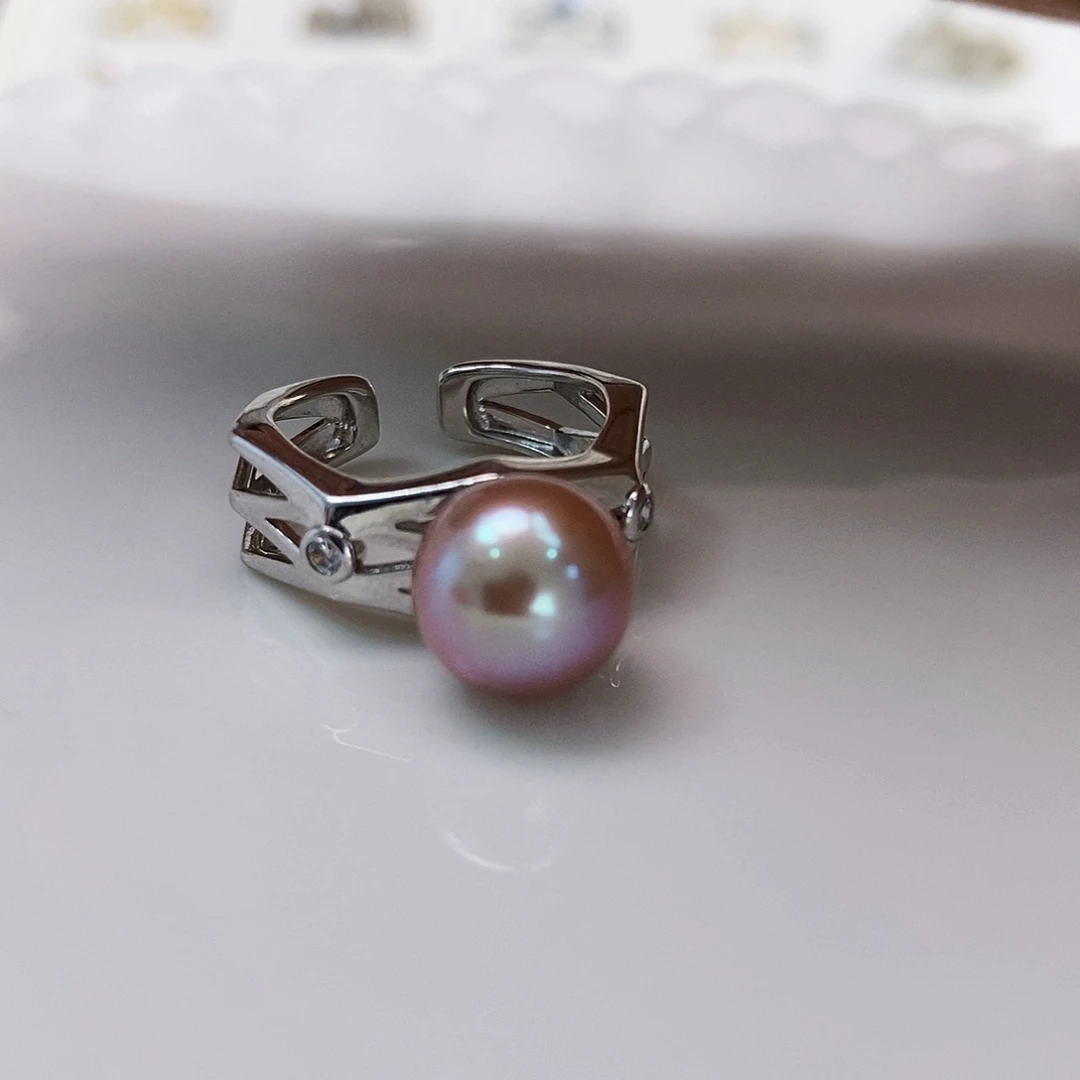 银S925镶嵌特价极光爱马橙10mm淡水珍珠