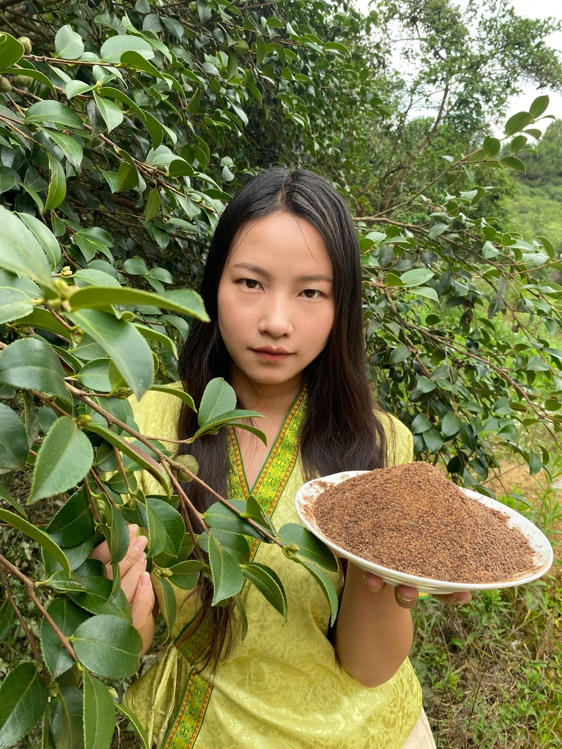 贵州苗族农家正宗茶麸粉 传统压榨茶枯粉 草本养发洗头茶籽家用
