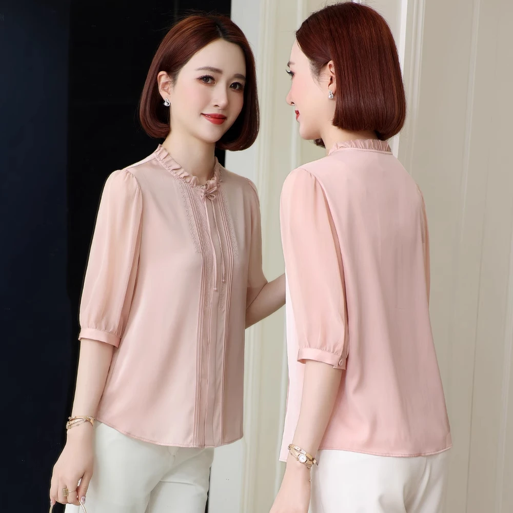 杭州真丝衬衫女2025年夏季新款设计感小众时尚气质桑蚕丝中袖上衣