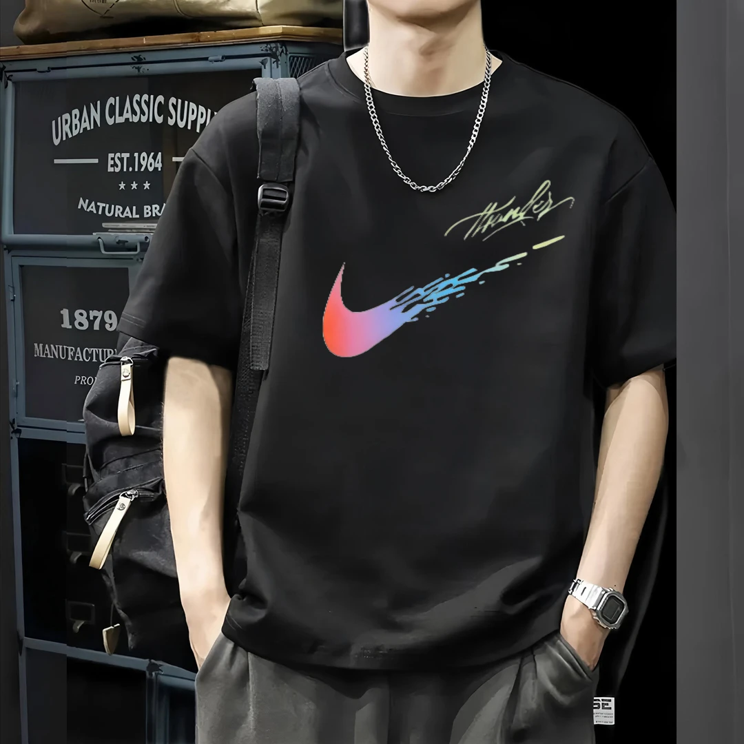 夏季官方休闲上衣跑步短袖T恤潮流港风百搭宽松男女男士t恤短袖