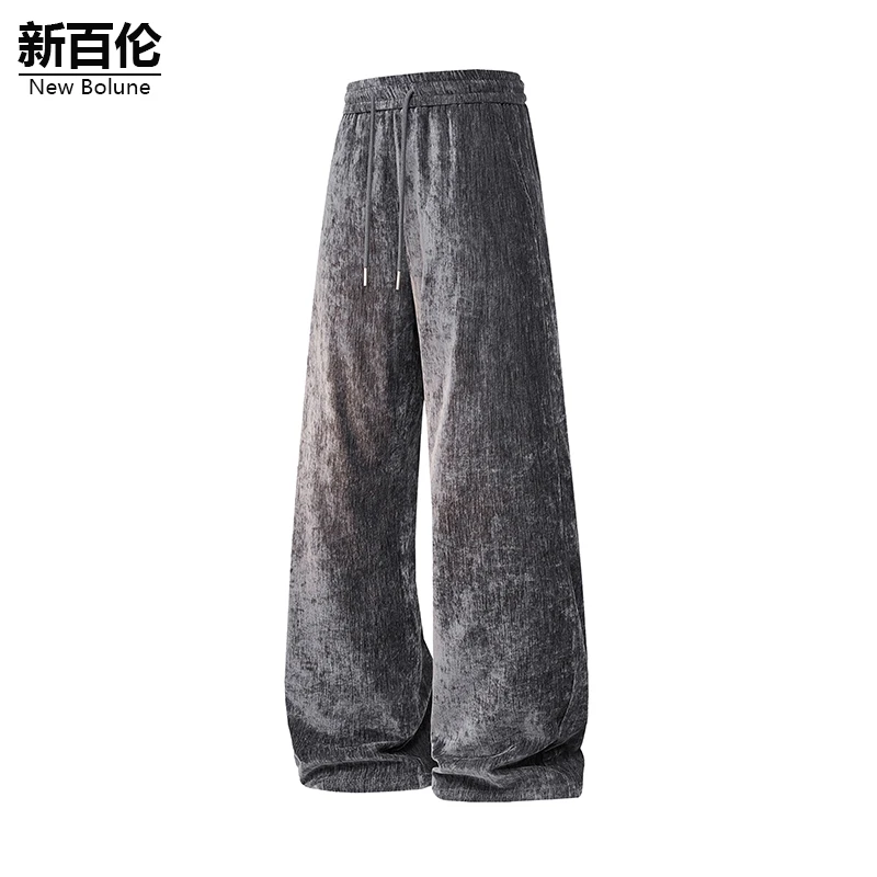 新百伦/NEW BOLUNE美式复古休闲裤男秋冬新款宽松直筒垂感阔腿裤