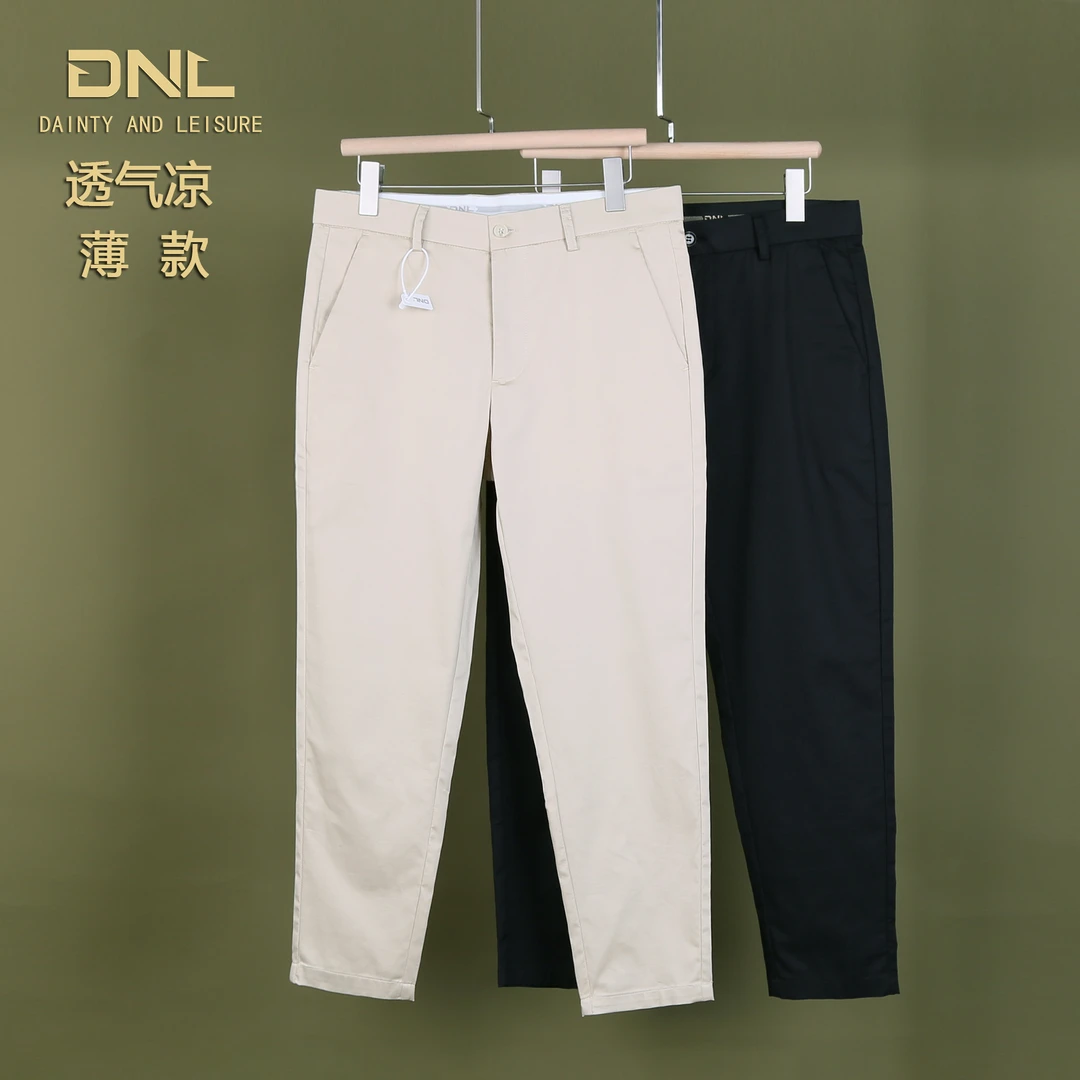 夏季薄款男士九分裤修身小脚棉质舒适百搭休闲裤矮个子高档裤子男