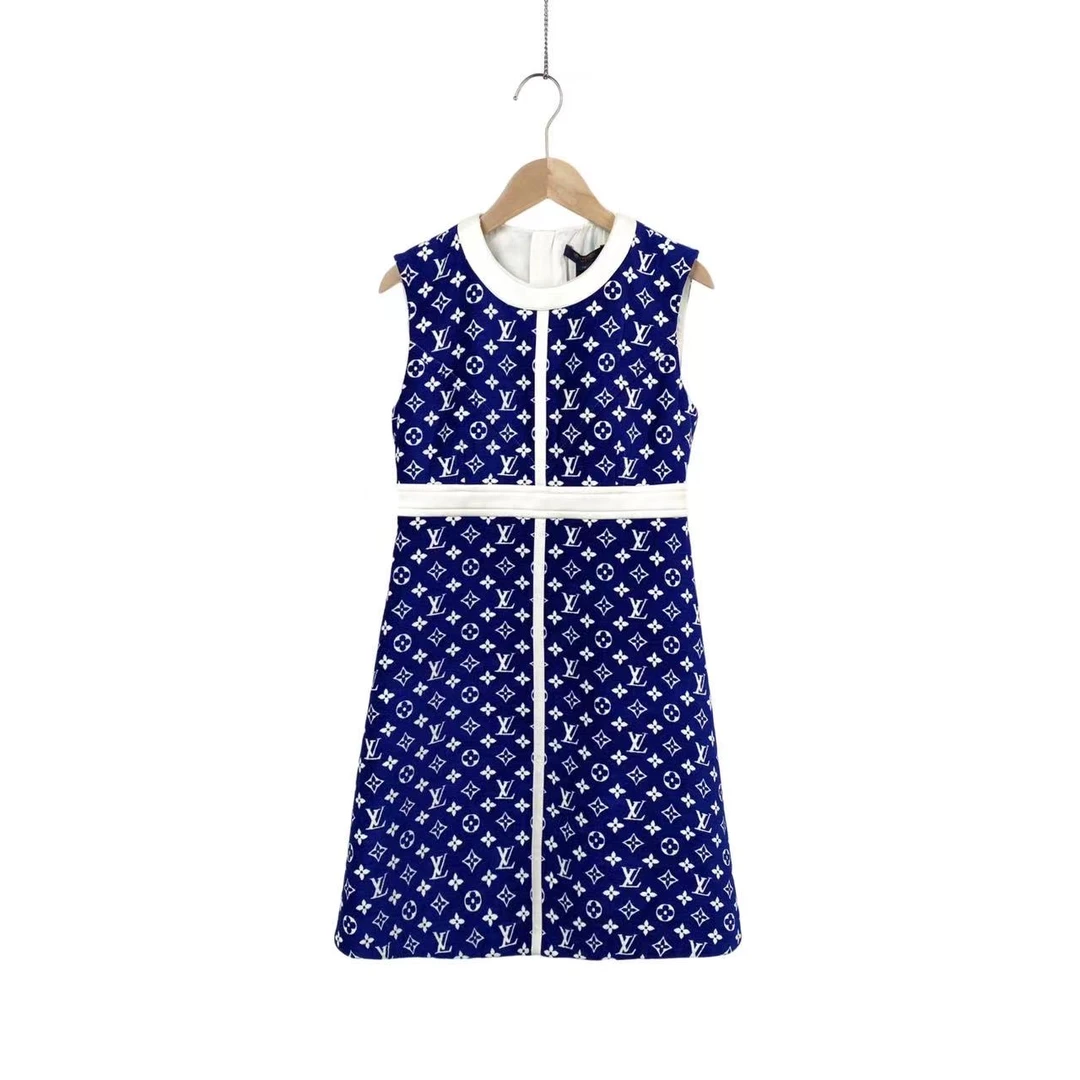 全新未使用 LouisVuitton/路易威登  yy0230 满印无袖连衣裙 36码