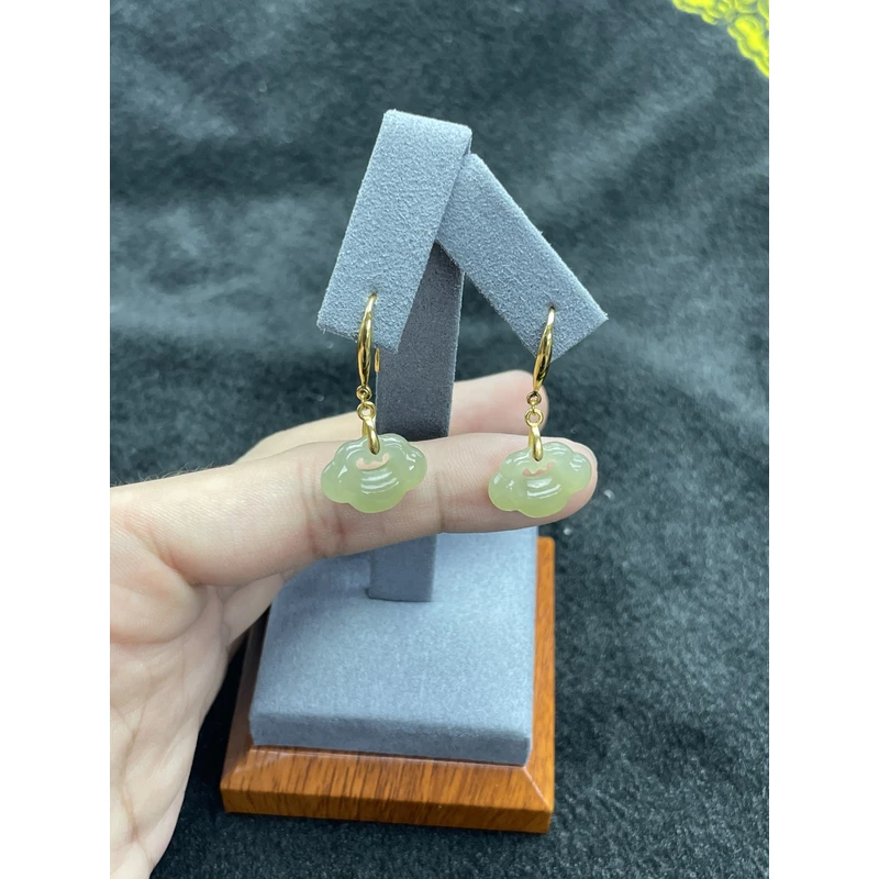 【小耿珠宝】和田玉晴水如意耳钩（多样性发其一）