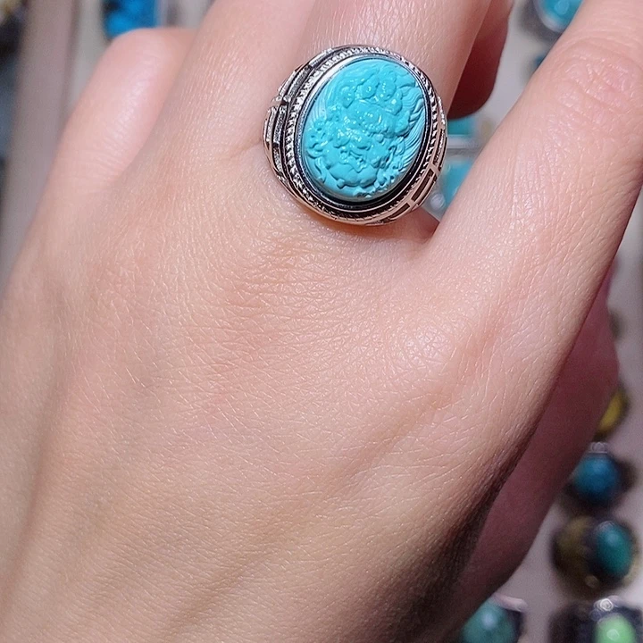 白***锦绿松石银S925镶嵌颈饰