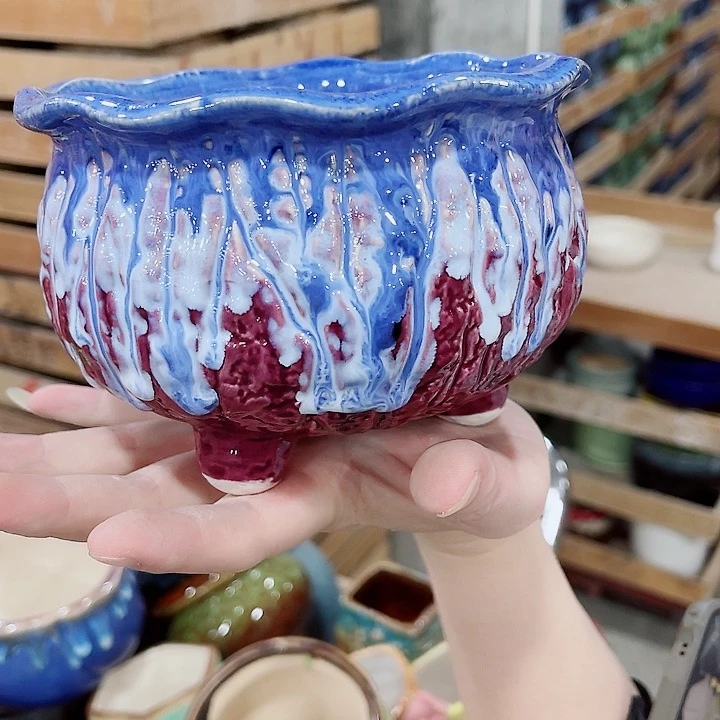 有孔，凑10元包邮陶瓷花盆发货！