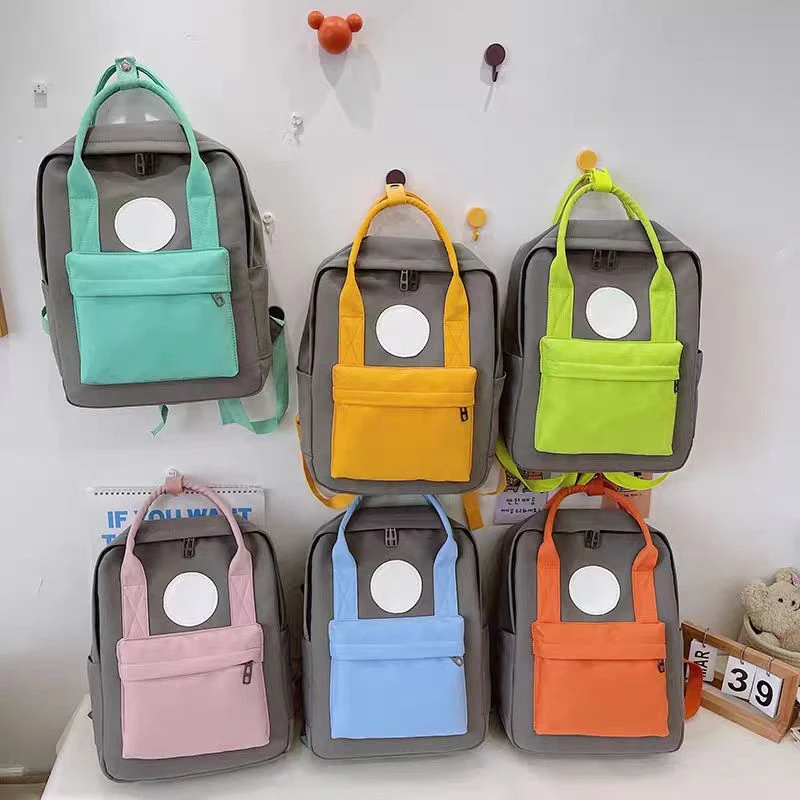 帆布双肩背包多色培训补习班学生包手提学院风儿童小学生书包