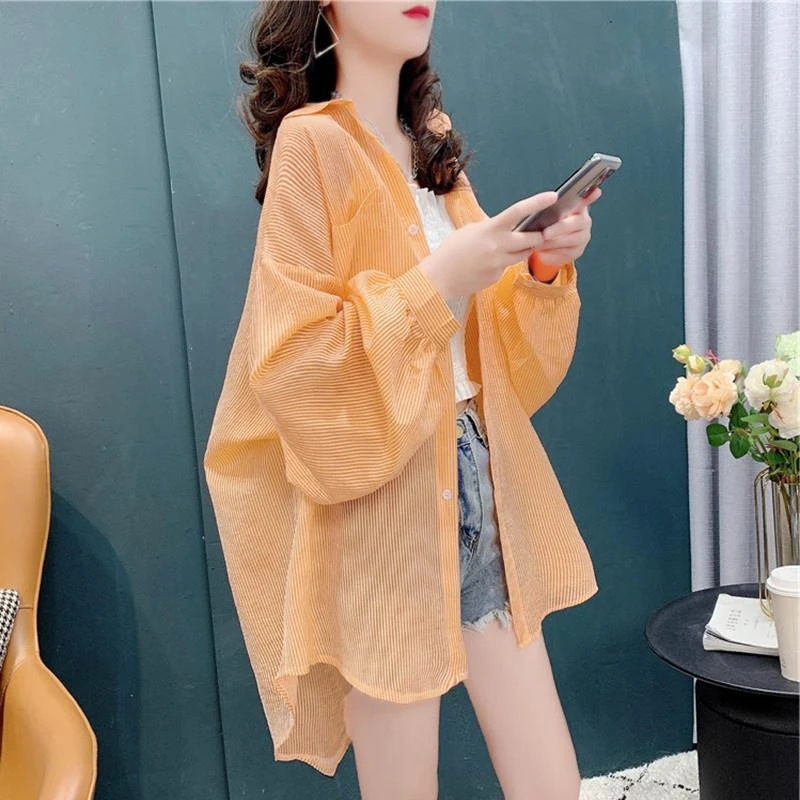 防晒衬衫外套女夏季新款洋气透气冰丝防晒服大码宽松长袖防晒衣