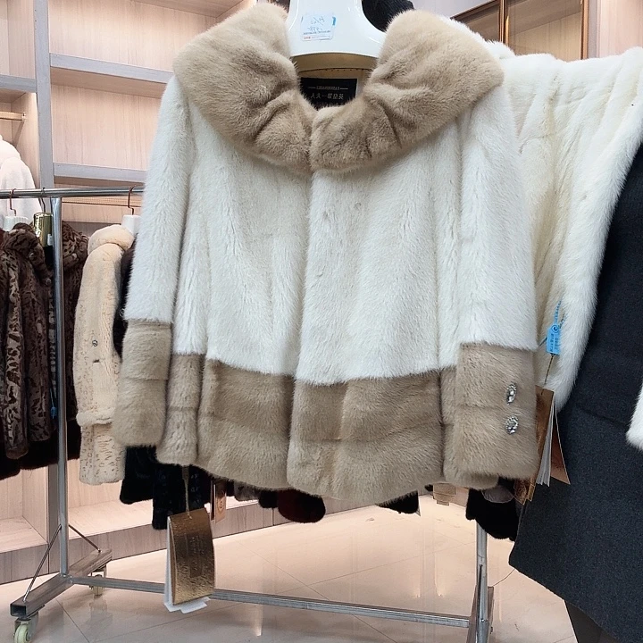 米白撞色貂皮yh0052