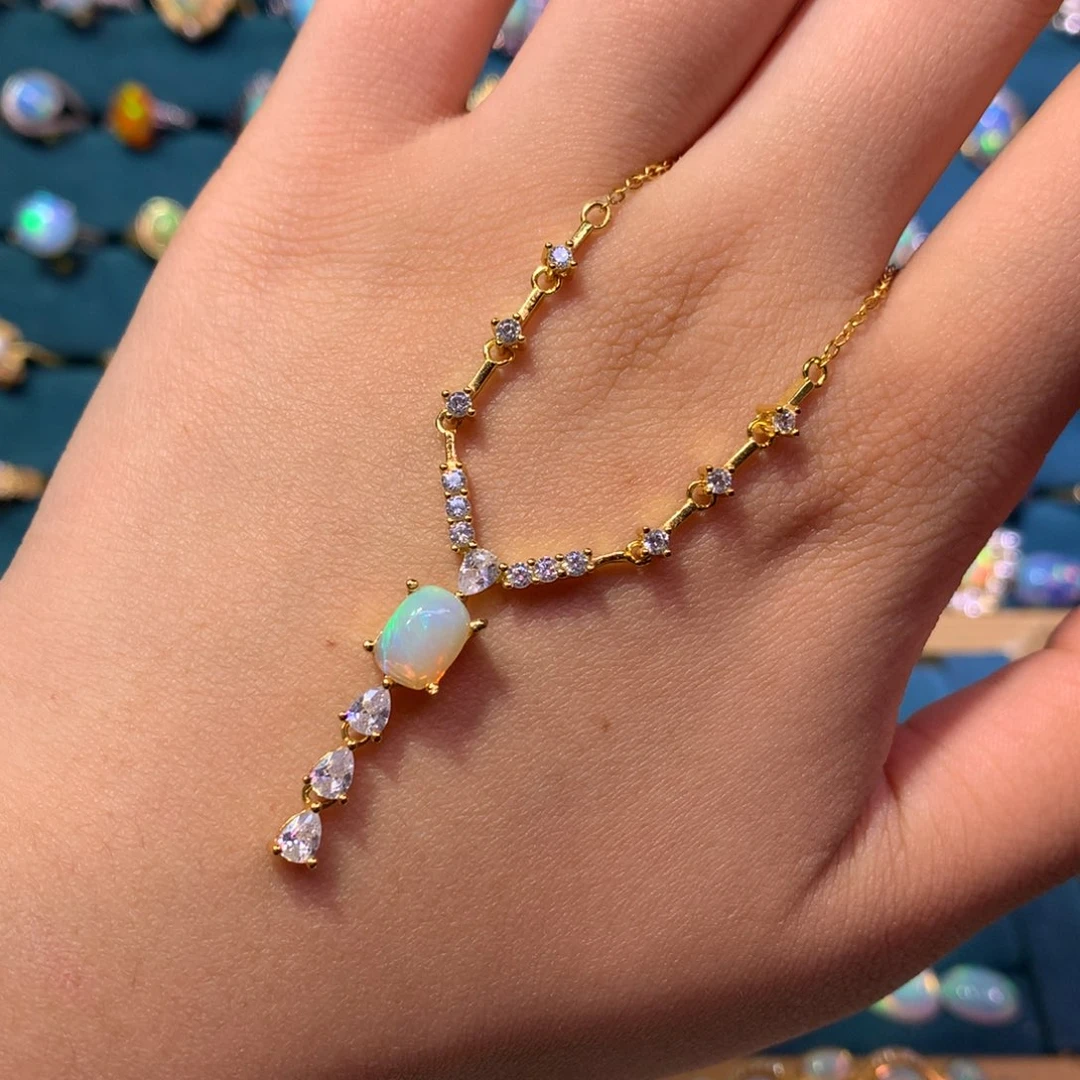 欧泊未镶嵌福利款项链 不退不换