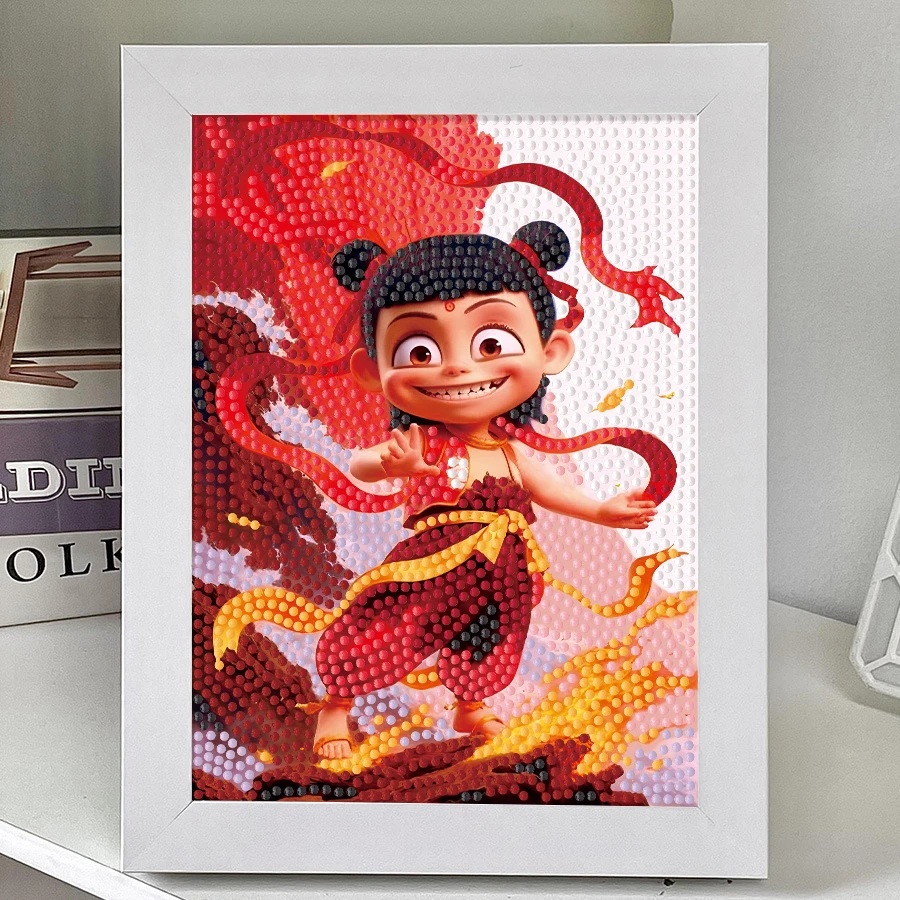 哪吒2之魔童闹海钻石贴画儿童手工diy材料包钻石绣卡通相框摆台画