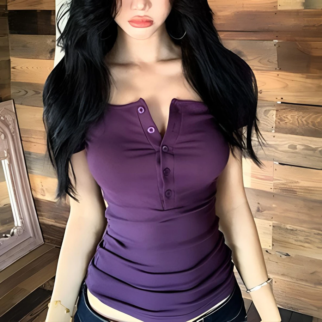 修身紫色短袖正肩T恤女夏季紧身收腰纯欲辣妹显身材弹力百搭上衣