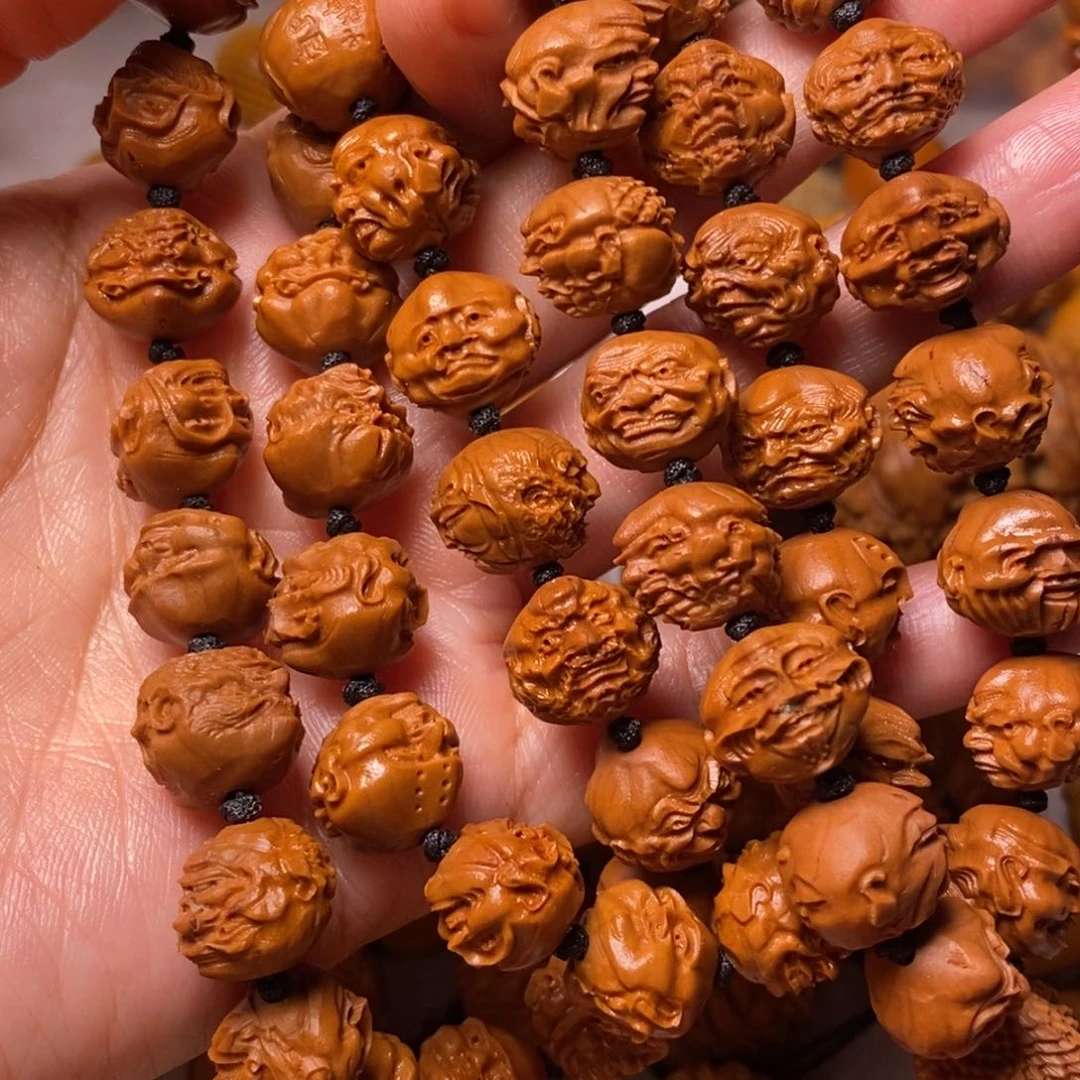 水***抱橄榄核手串/手链桃双罗汉108