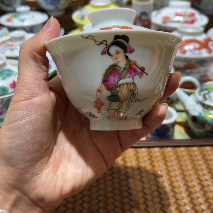 手绘茶杯盖碗陶瓷
