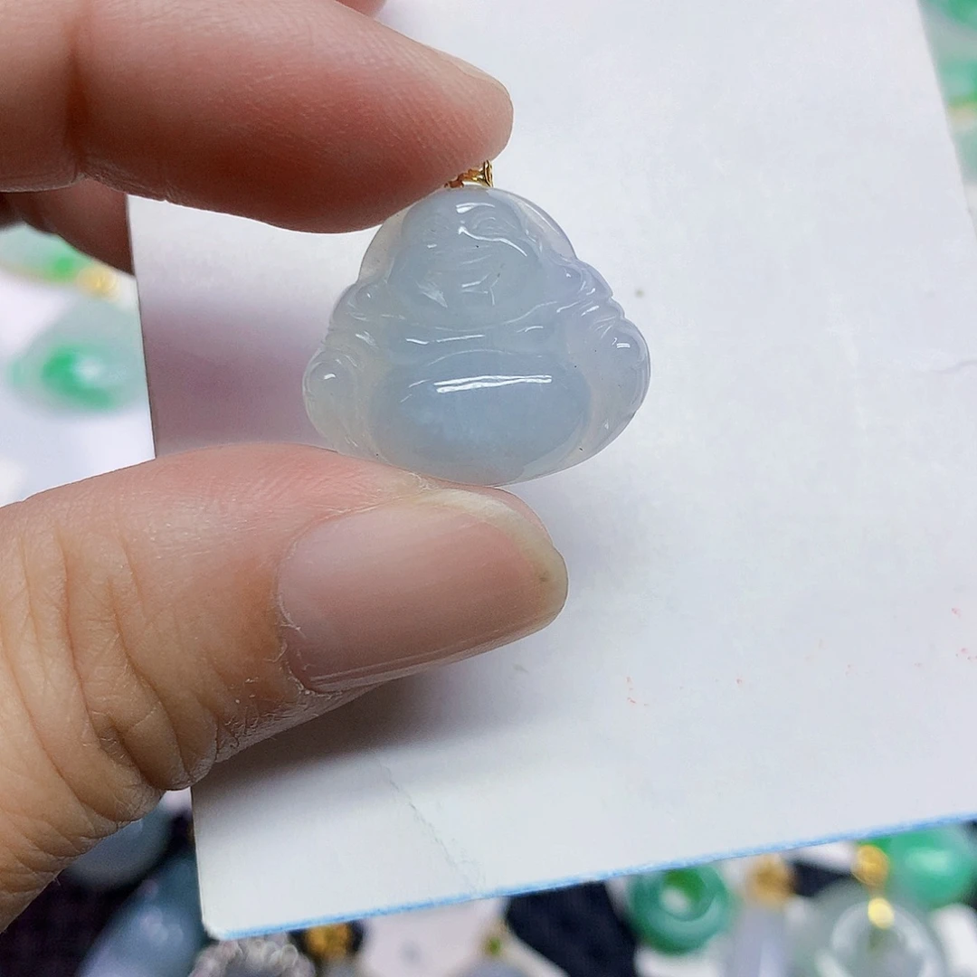 颈饰18K金镶嵌翡翠佛公