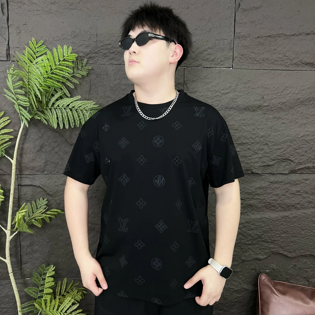 夏季新款 大码男装轻奢老花半袖 男士加大轻薄短袖72617