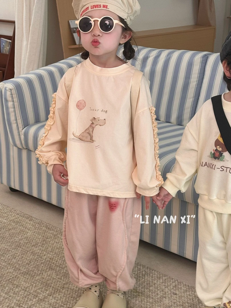 里南希-木耳边长袖T恤-洋气-85117