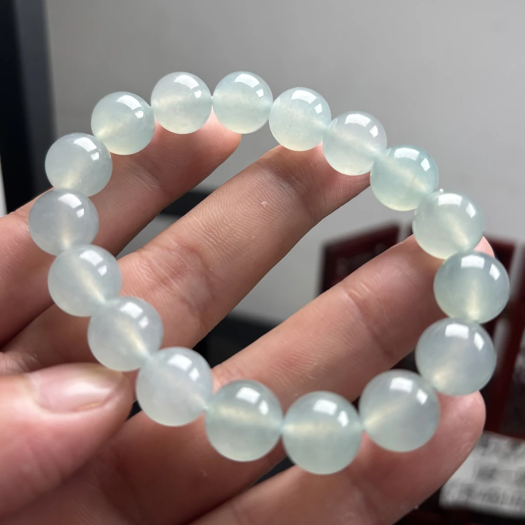 缅甸天然翡翠*正冰种天空蓝卡12*17颗全透