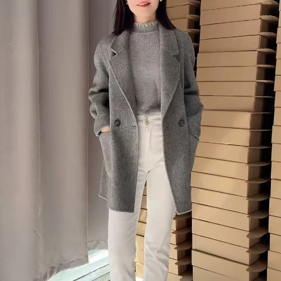 【反季特惠】衣长75两粒扣双面羊毛大衣