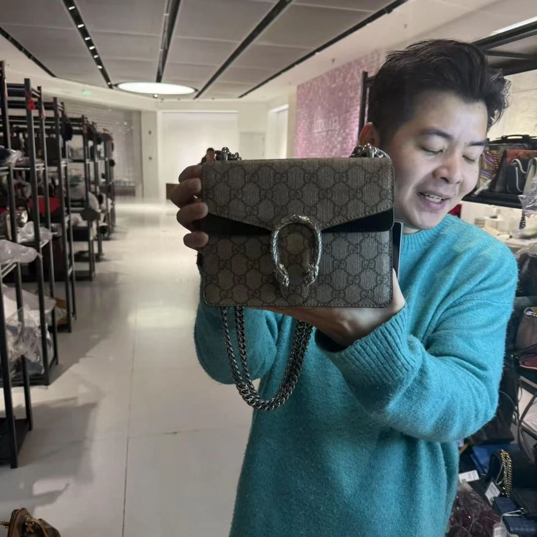 95新 GUCCI/古驰 1049 9265古驰黑拼老花酒神