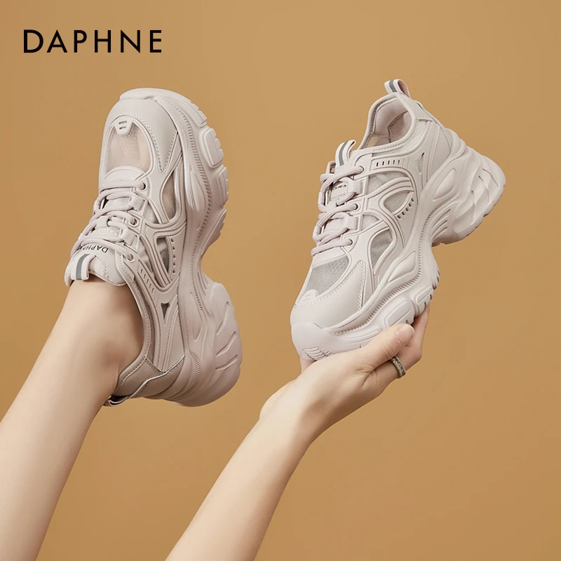 达芙妮网面老爹鞋女2025新款春夏薄款透气厚底增高爆款运动休闲鞋