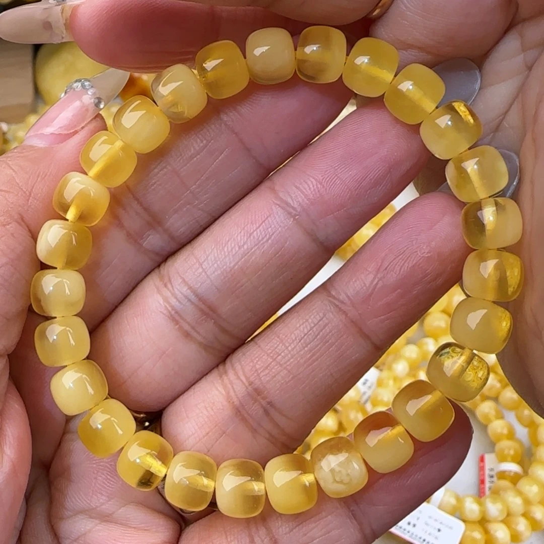 蜜蜡未镶嵌手串聚宝盆老型手串