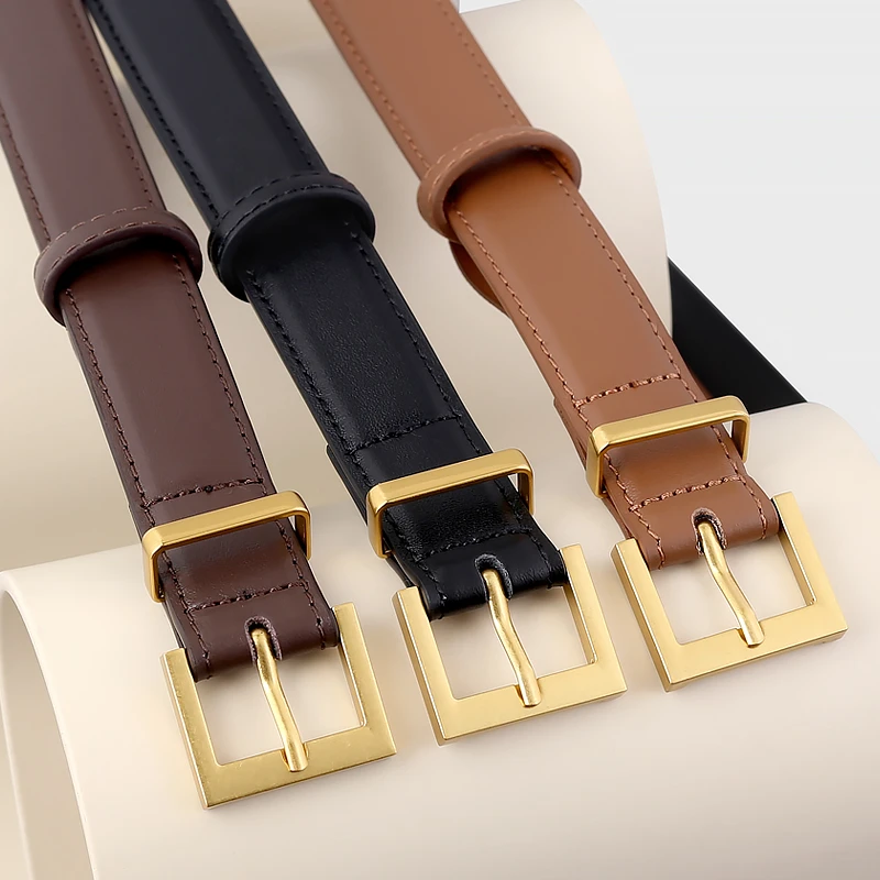 头层牛皮女士腰带黑色真皮经典款高级感皮带时尚百搭装饰配牛仔裤