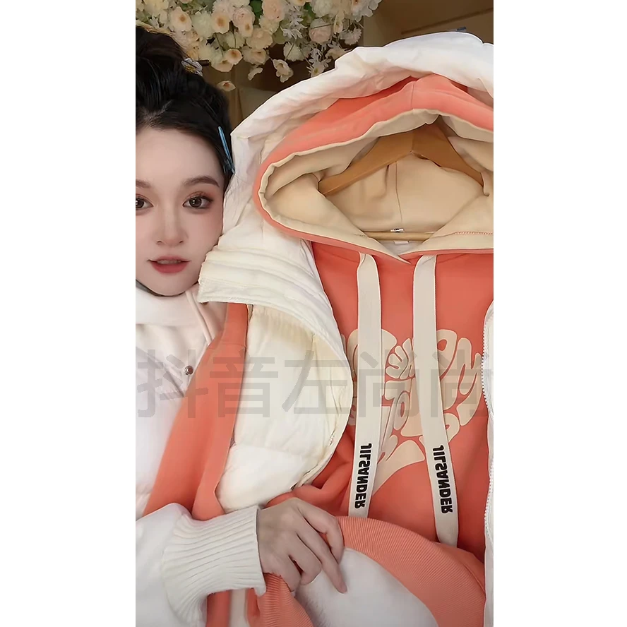 【8627-橙橙心动】2025冬季新款慵懒风美式复古显瘦休闲连帽卫衣BJR