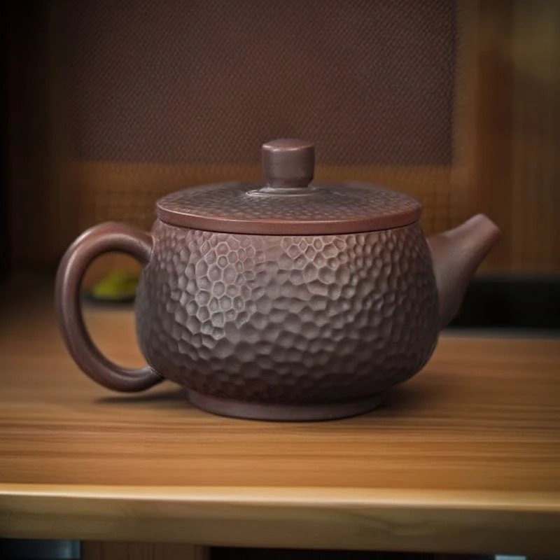 50号250CC紫陶锤纹雕刻汉瓦250cc大容量宽口壶