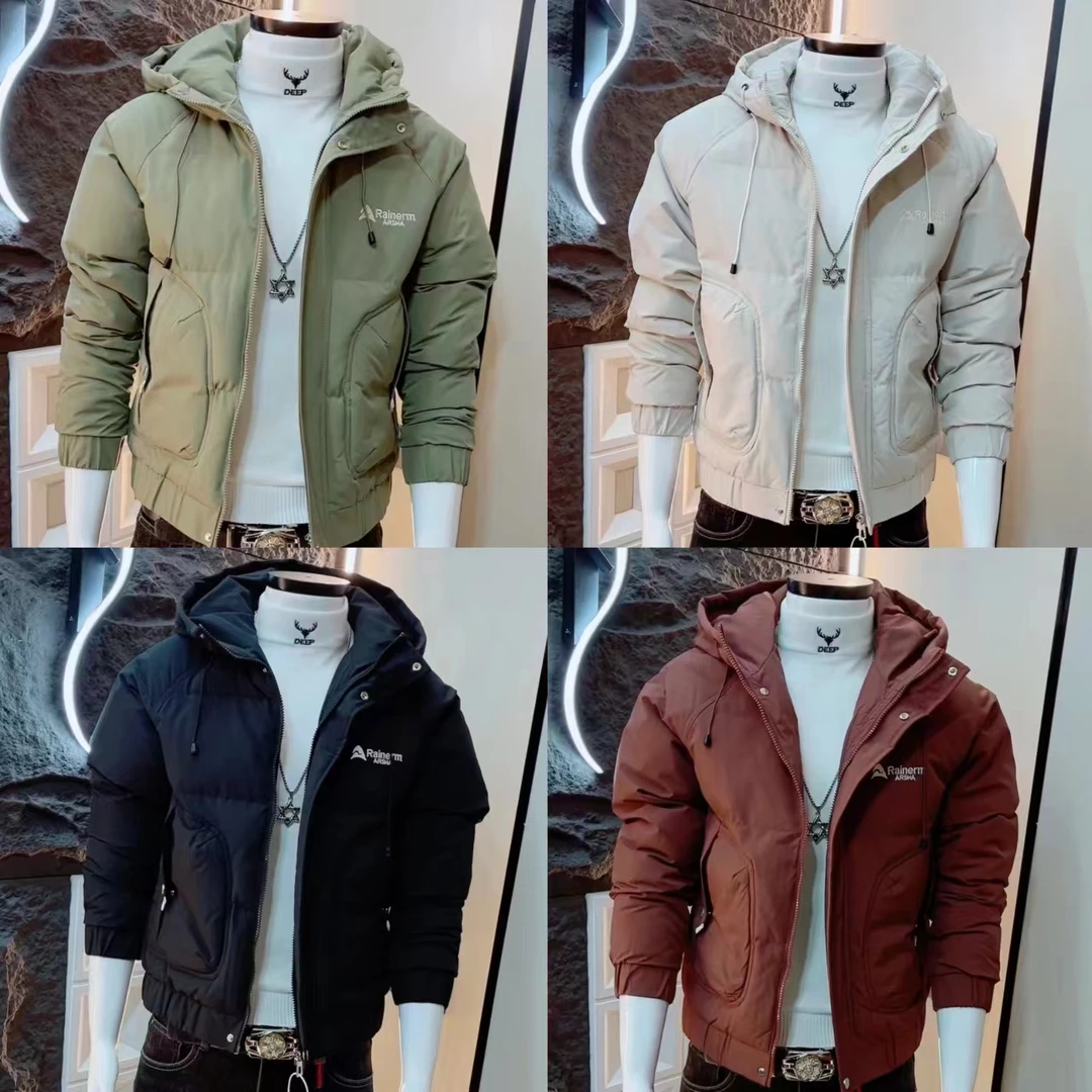 冬季新款男士连体帽休闲保暖棉服外套青春潮流韩版帅气修身款棉服