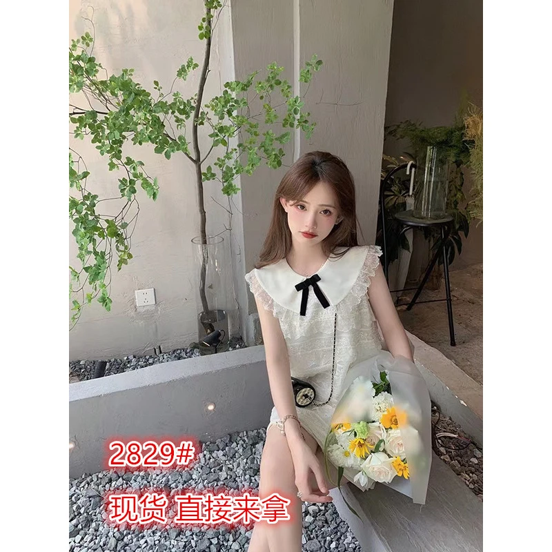 珍珍家白色连衣裙女夏季2022年新款裙子小众设计感蕾丝拼接仙女裙