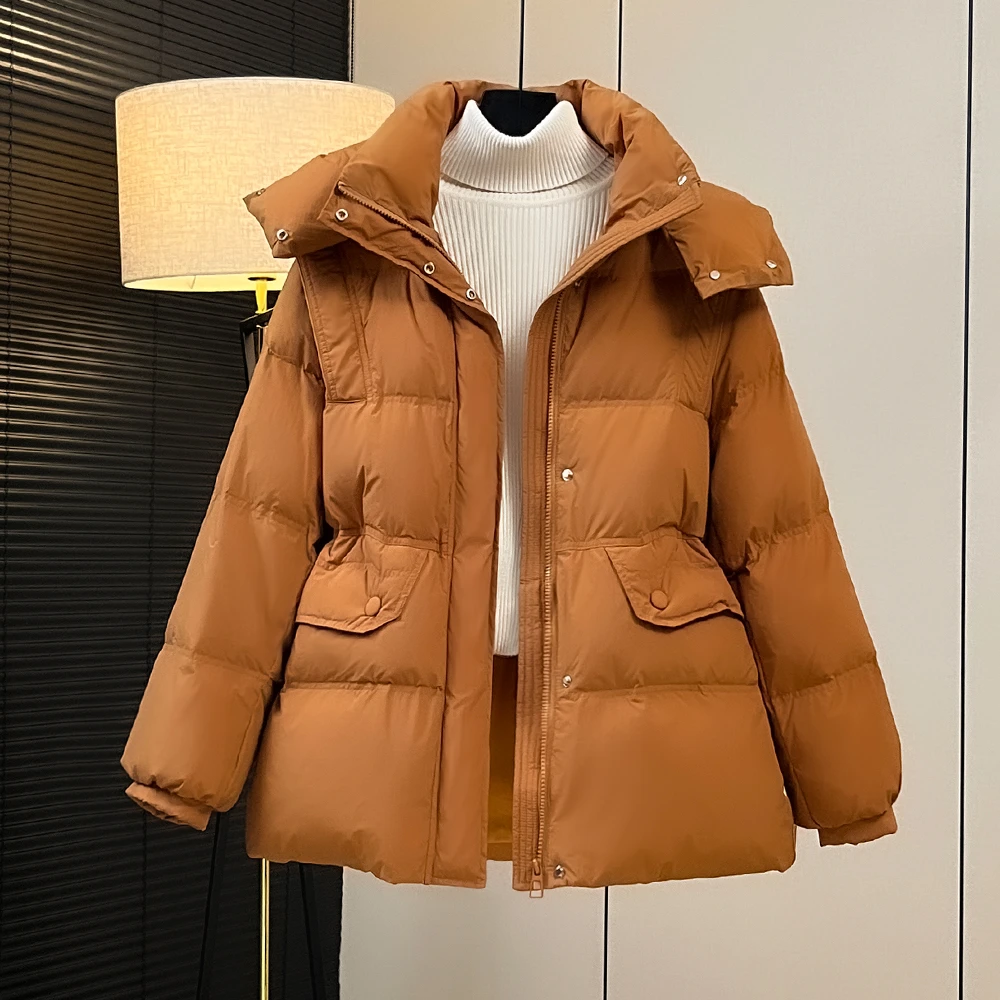 E328#DQ255款  白鸭绒短款连帽羽绒服