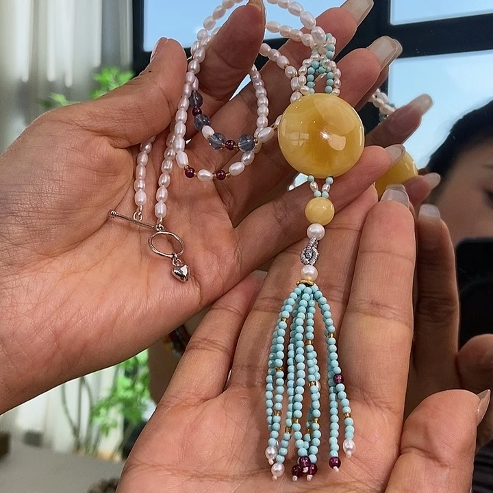 琥珀颈饰未镶嵌蜜蜡项链