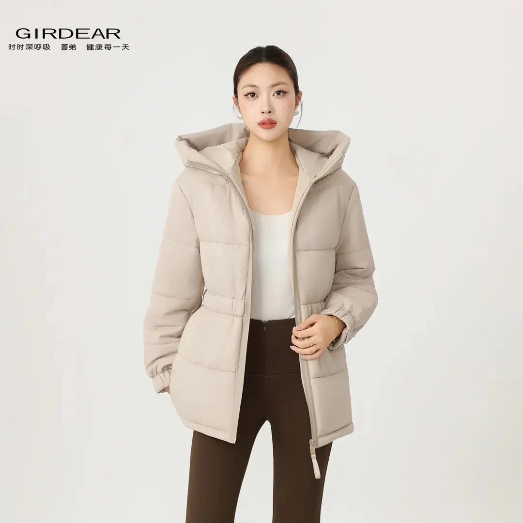 GIRDEAR/哥弟冬季新款简约收腰时尚轻奢大气保暖棉服外套140027