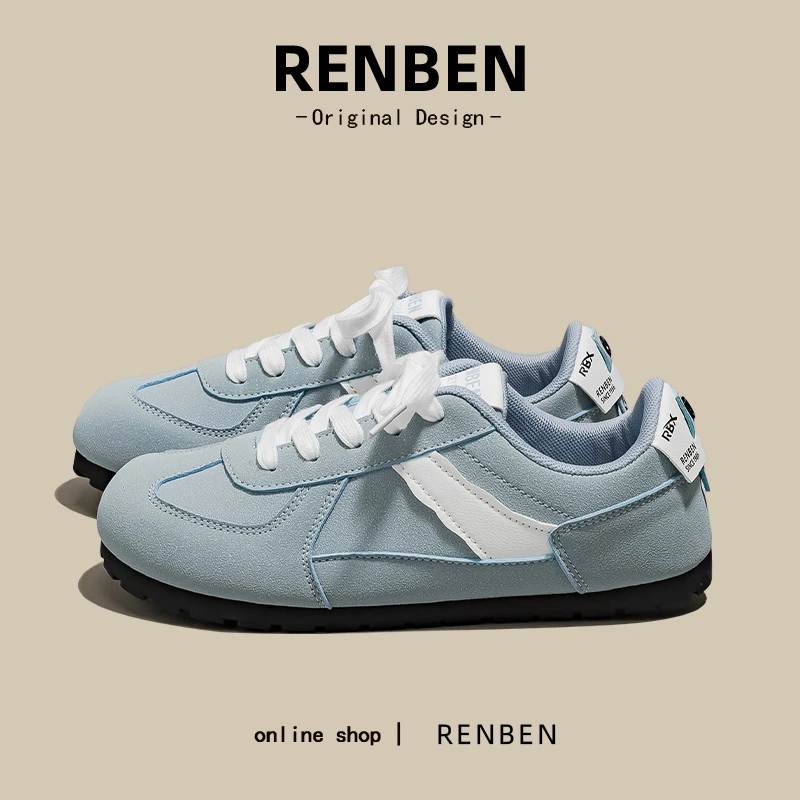 人本2025夏季新款多巴胺德训鞋女百搭潮流轻便运动休闲板鞋55022