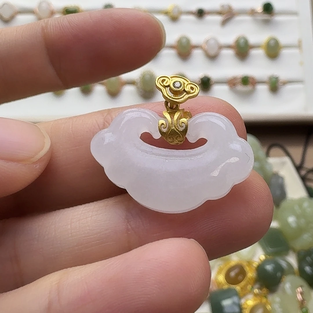 和田玉（白玉）银S925镶嵌颈饰
