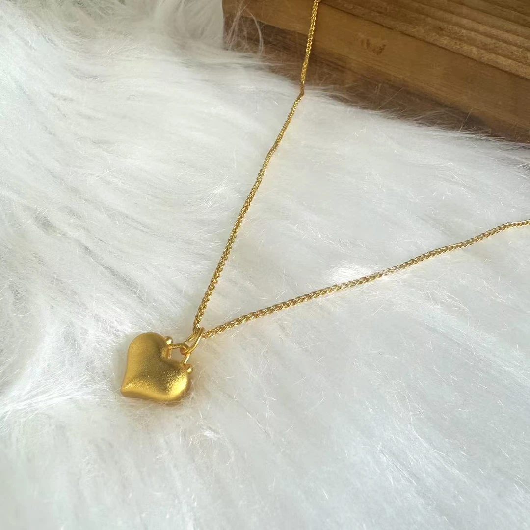合金吊坠 正品【Lossy Row】金黄色爱心吊坠带链（50cm）DHQT41