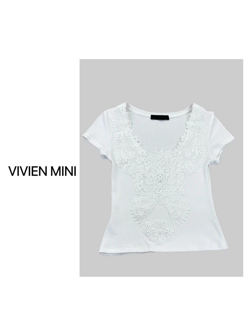 VIVIEN MINI【娜娜】时尚洋气显瘦短袖修身透气显瘦棉质+背心T恤