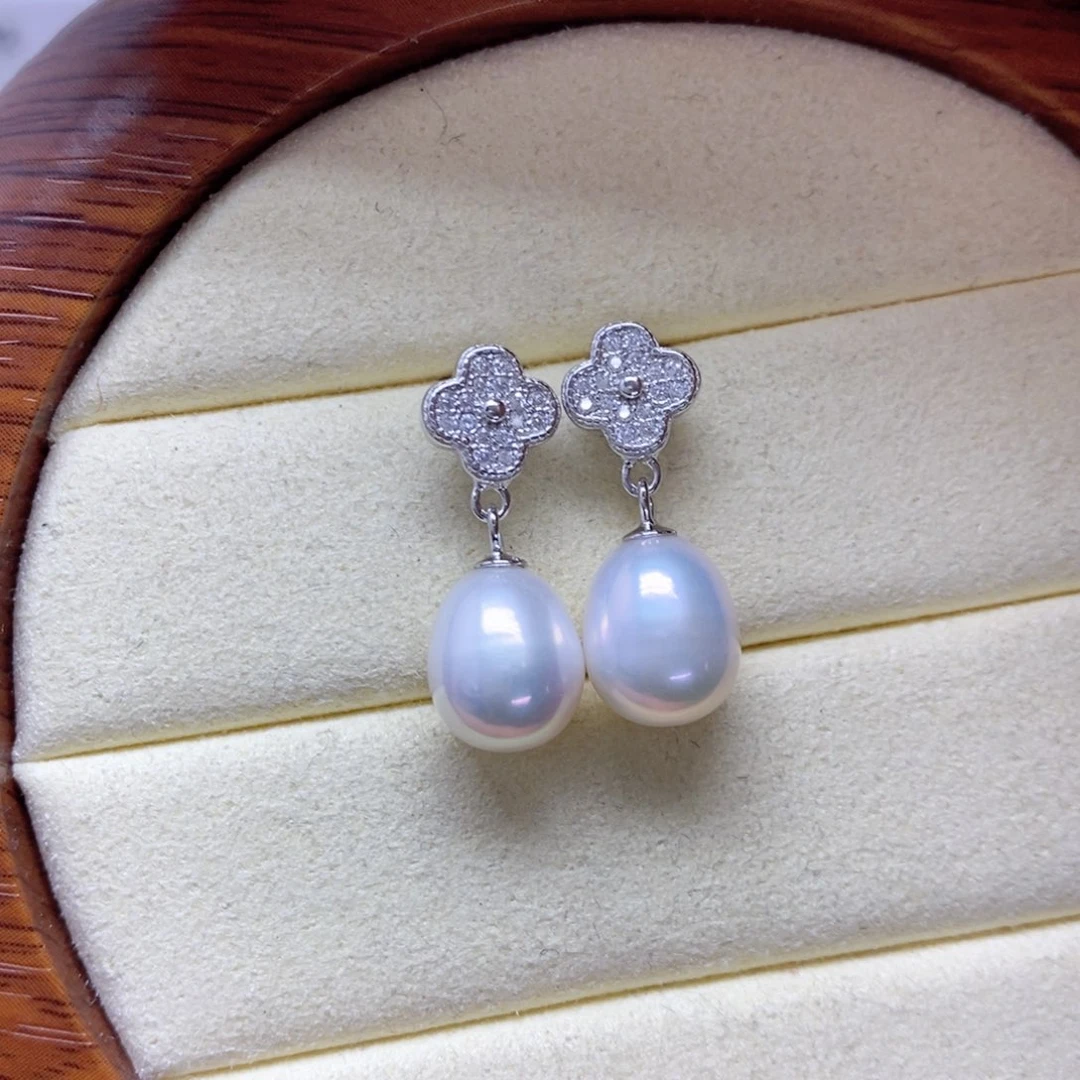淡水珍珠耳饰银S925镶嵌