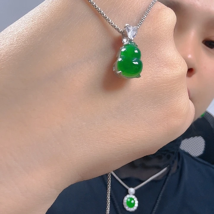 翡翠银S925镶嵌吊坠(不含链)