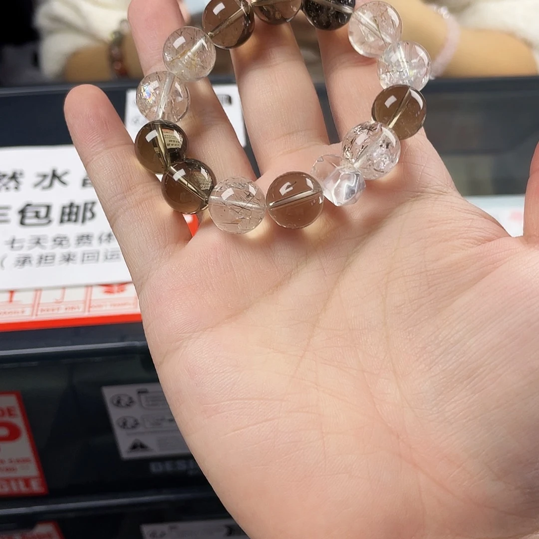 黄晶银S925镀金镶嵌手串
