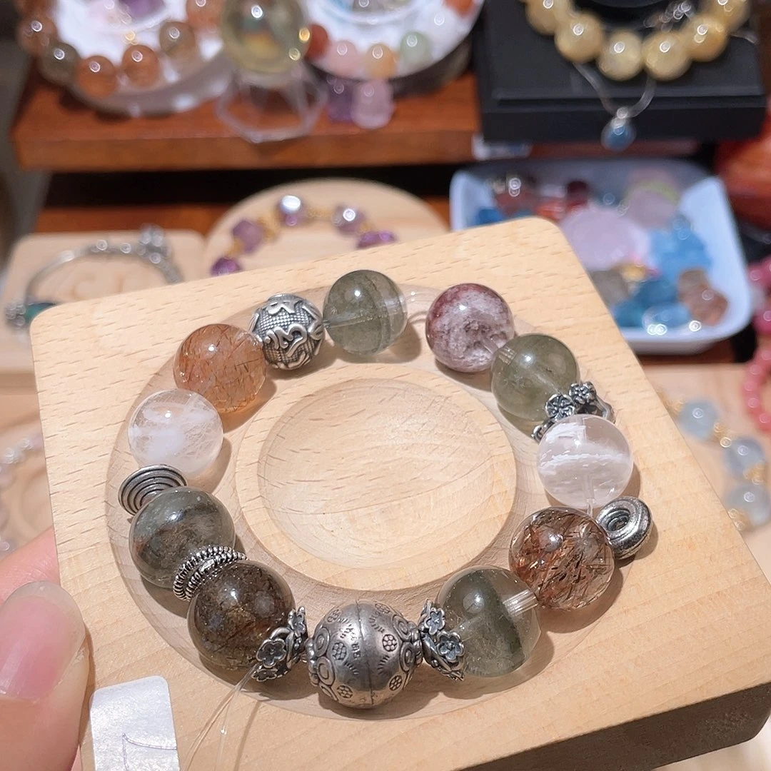 水晶手链未镶嵌牙*绿幽灵黑金超14