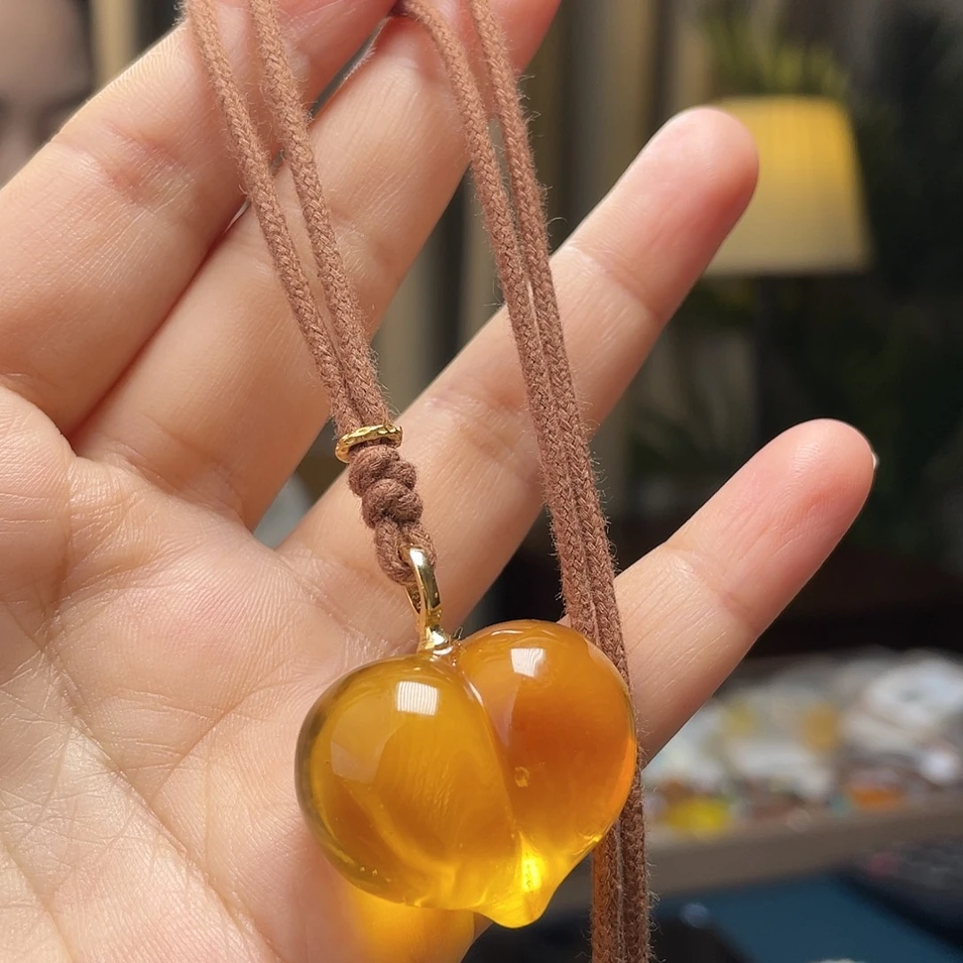 蜜蜡银S925镶嵌裸石吊坠