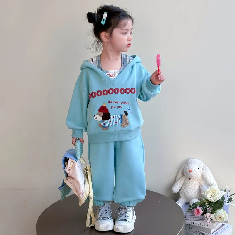 女童休闲套装春秋装时尚洋气韩版2025新款儿童装女宝宝三件套可爱